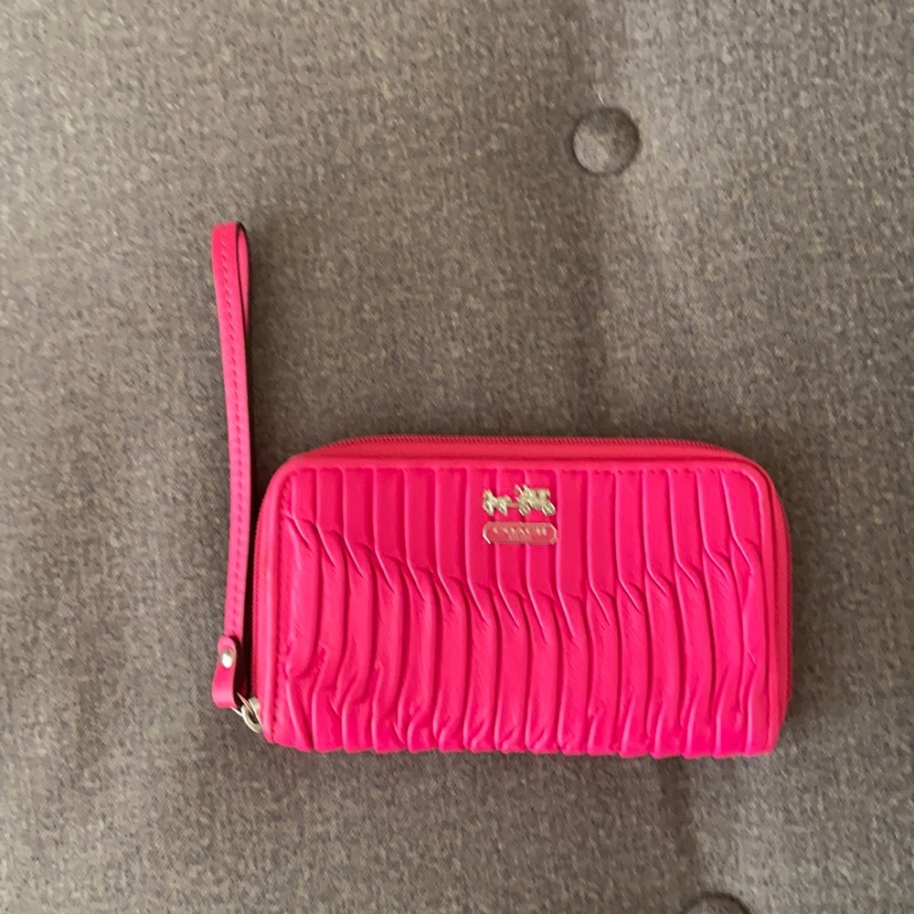 Pink coach wristlet